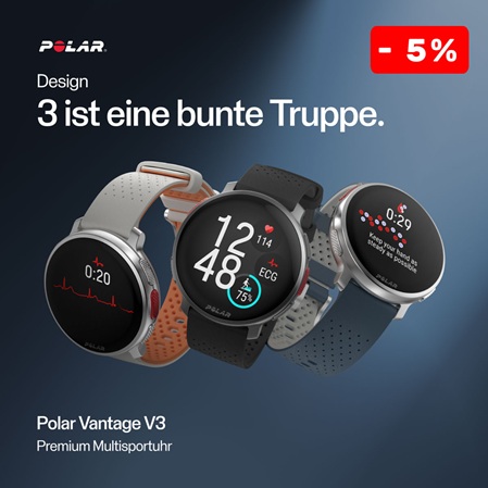 Polar V3, Produktbild von drei Sportuhren